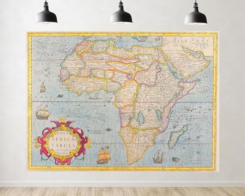Trykid 5x3ft Vintage Africa Map Backdrop Antique Historical Photography Background Educational Display Party Decoration Tapestry Photo Booth Prop Fabric - size: 5x3ft