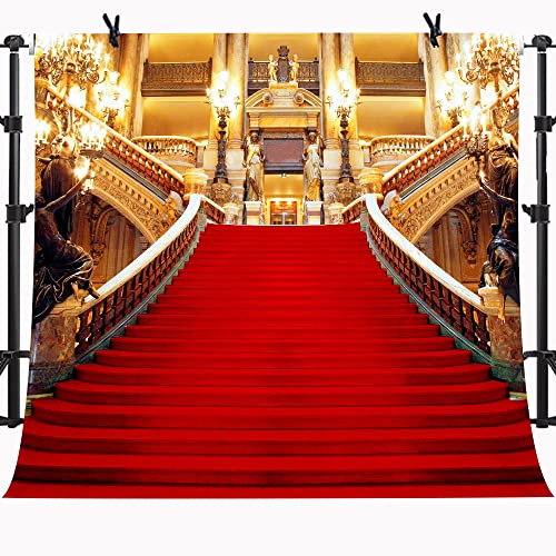 Red Carpet Backdrop, Golden Palace Gorgeous European Hall Photo Backdrop, Vinyl 10x10ft Prom Picture Photo Studio Props BJXTGU71 - color: Red, size: 10x10ft