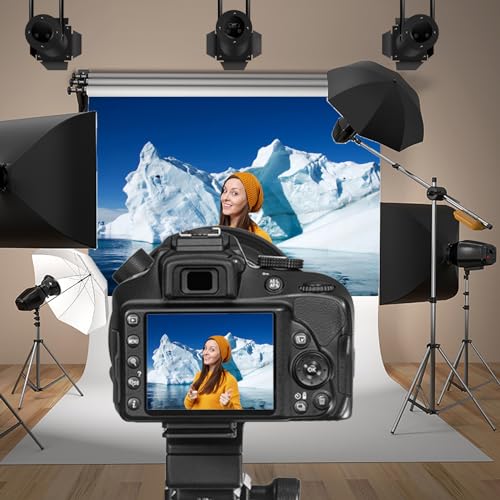 12x10ft White Iceberg Backdrops for Photography Polar Region Snow Wedding Backdrop North Pole Ice Shelf Snow Mountain Backdrops Blue Sky Pure Clean Sea Water Backdrop Photo Shooting Props - size: 12x10ft