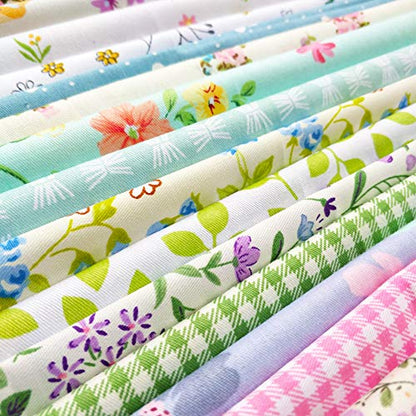 flic-flac 25pcs 10 x 10 inches (25cmx25cm) Cotton Fabric Squares Quilting Sewing Floral Precut Fabric Square Sheets for Craft Patchwork (25pcs 25cm*25cm) - size: 25pcs 25cm*25cm