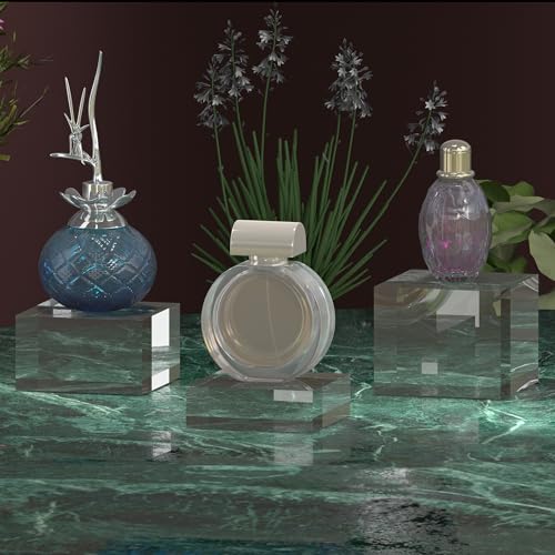 Acrylic Display Stands, 3 Graduated Sizes Acrylic Block Riser for Displaying Collection, Crystal Clear Acrylic Cube Pedestals for Jewelry Glass, Gem and Collectables, 1set