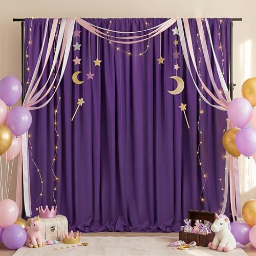 Purple Backdrop Curtains 2 Panels 5ft x 10ft Polyester Backdrop Drapes for Wedding Mermaid Party Halloween Photography Decorations - color: Purple, size: 2 Panels 5ft X 10ft