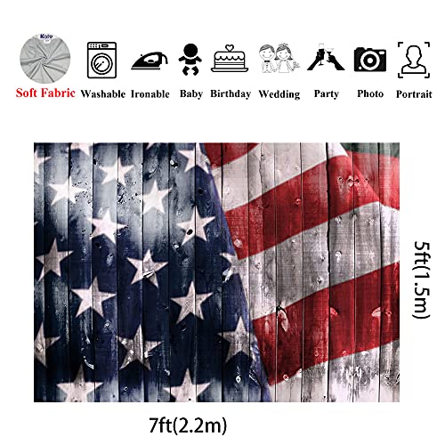 Kate 7x5ft Rustic American Flag Photography Backdrops Wood Planks Vintage USA Banner Background for Photography July 4th Patriotic Decor Studio Props - size: 7x5ft