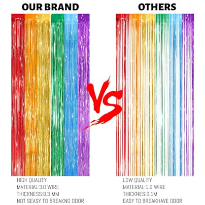 Valentines Day 2 Pack 3.3 * 8.3 ft Foil Curtain Metallic Tinsel Fringe Curtains Photo Booth Props Backdrop for Birthday Wedding Engagement Baby Shower Christmas Holiday Celebration Party，Rainbow - color: Rainbow, size: 2 Pack
