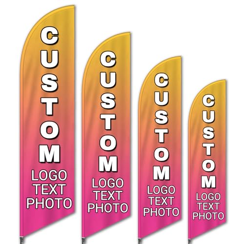 Custom Advertising Feather Flags for Outside Business 4 Sizes Personalized Advertising Flags Custom Logo Flag