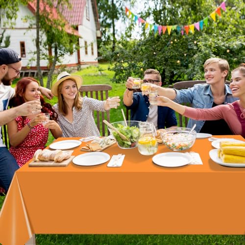 16 Pack Orange Plastic Tablecloth for Rectangle Tables, Premium Decorative Orange Disposable Table Cloths for Parties, Rectangle Party Table Cover for Birthday Fall Thanksgiving Graduation, 54x108Inch - color: Orange, size: 54"x108"-16 Pack