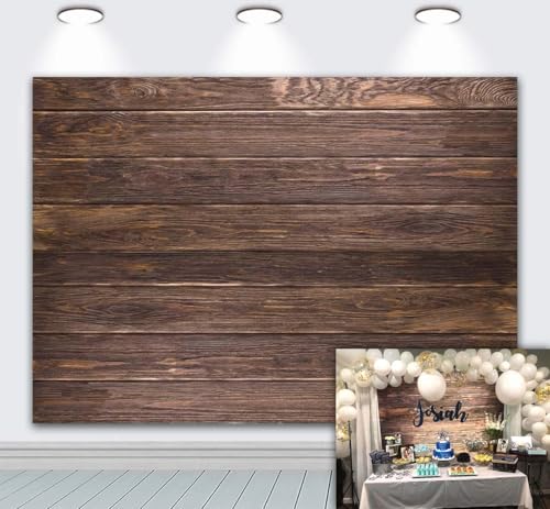 Wood Vinyl Backdrop Rustic Brown Wooden Board Wall Portrait Photography Background 8x6FT,8x6FT(Width 240cm x Height 180cm) - size: 8x6 FT
