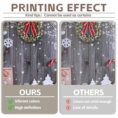 Fabric 12x8ft Christmas Photography Backdrop Winter Rustic Wood Background Xmas Tree Snow Wall Santa Party Decoration Holiday Photo Banner Props - size: 12'x8'