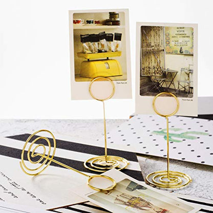 TecUnite 24 Pieces 3.35 Inch Table Number Holder Place Card Photo Holder Picture Name Menu Clips Memo Cards Stand for Wedding Reception Anniversary Birthday Party Centerpieces (Gold) - color: Gold