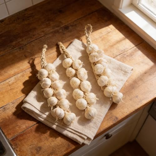 6Pcs Artificial Garlic String Decor Bulbs For Kitchen Wall Hanging, Rustic Dining Room Display And Culinary Photography Props