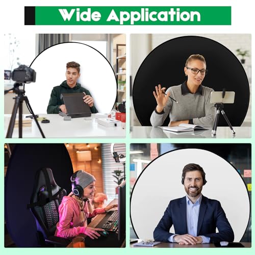 Portable Black White Screen Chair, 57 in Greenscreen Backdrop with Stand Double Sided Foldable Green Background, Chroma Key, for Photography Streaming Gaming Photo Zoom Video Chats and Meeting - color: White/Black Screen