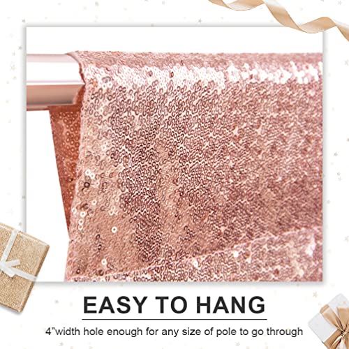 PartyDelight 2 Panels Rose Gold 5FT X 10FT Sparkly Sequin Backdrop Curtains for Wedding, Party, Room Decorations. - color: Rose Gold, size: 60"W x 120"L (Pack of 2)