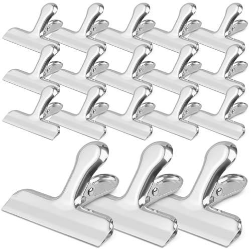 24 Pack 3 Inch Stainless Steel Silver Chip Clips Bag Clips for Food Packages,Large Food Kitchen Clip for Snack,Strong Metal Home&Office Clip for Paper Heavy Duty - color: Silver, size: 24 Pack