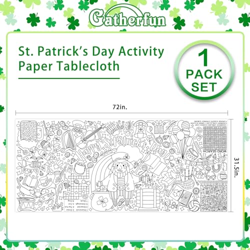 Gatherfun St. Patrick's Day Coloring Poster for Classroom Wall - Versatile 31.5 x 72 Inches irish themed Activity Poster/Table Cover, School Parties, St. Patrick's Day Party Decoration - style: St. Patrick's
