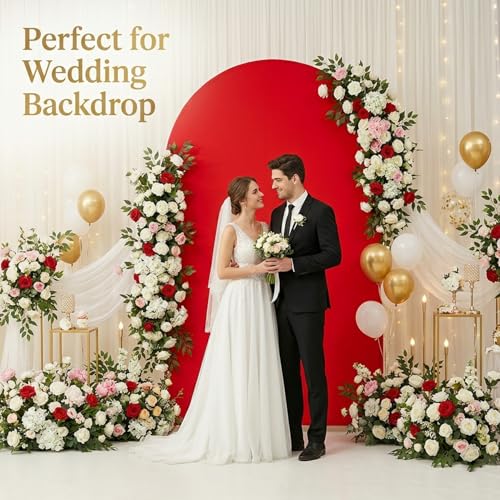 6.6FT Red Arch Backdrop Cover, Spandex Fitted Stretchy Arch Covers for Wedding, Birthday Party, Bridal Baby Shower, Ceremony - color: Red, size: 6.6FT
