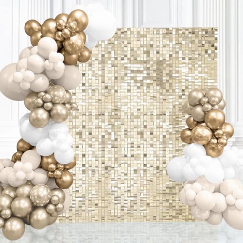 Glitter Sequin Backdrop Light Gold Shimmer Wall 6FTx4FT Disco Backdrop for Party Wedding Anniversary Birthday Bachelorette Party - color: Light Gold, size: 6ftx4ft