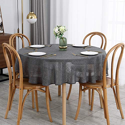 maxmill Flaxy Faux Linen Tablecloth with 2-Tone Slubby Texture Wrinkle Resistant Anti-Shrink Soft Table Cloth for Kitchen Dining Restaurant Tabletop for Event Holiday Dinner Round 70 Inch Charcoal - color: Flaxy Charcoal, size: 70" (Round)