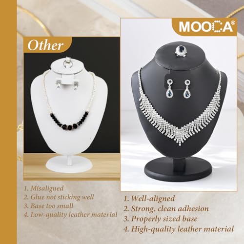 MOOCA 3 Pcs Set Black PU Faux Leather Combination Display Jewelry Stand Bust for Necklaces, Earrings, Rings, Jewelry Display For Vendors - color: Black PU Faux Leather, 3 pieces