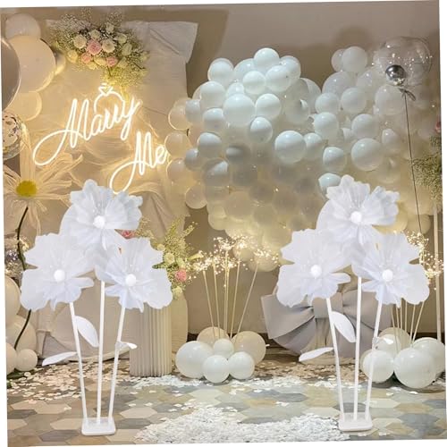 Giant Flower Decorations, 1 Set Large Gauze Flowers Wedding Decor with 3 Flower Heads & Stand, Wedding Party Banquet Background, Photographic Props, Shop Window Display (White), Standard