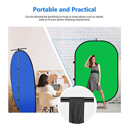 NEEWER Chromakey Backdrops, Double Sided Green Screen and Blue Screen, 2 in 1 Collapsible and Reversible Background for Photography, Gaming and Live Streaming, 5'×6.6'/1.5m×2m (Green/Blue) - color: Green/Blue