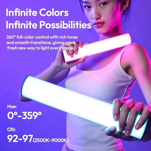 ULANZI B15RGB Magnetic RGB Light Wand - Handheld LED Video Light Stick with Diffuser, 3300mAh 1800-9000K 20 Effect Dimmable Camera Tube Light for Video Recording Studio Photography TikTok YouTube Vlog - size: 1 Piece - Medium