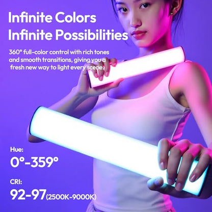ULANZI B15RGB Magnetic RGB Light Wand - Handheld LED Video Light Stick with Diffuser, 3300mAh 1800-9000K 20 Effect Dimmable Camera Tube Light for Video Recording Studio Photography TikTok YouTube Vlog - size: 1 Piece - Medium