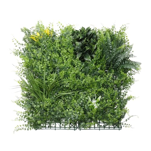 Patio 1PC-20"x20"Artificial Greenery Wall Panel, 3D Mixed Faux Boxwood Grass Panels Backdrop, Fake Plants Décor for Privacy Hedge Wall, Ivy Screens for Indoor Outdoor - color: Light Green Ivy, size: 20"x20"