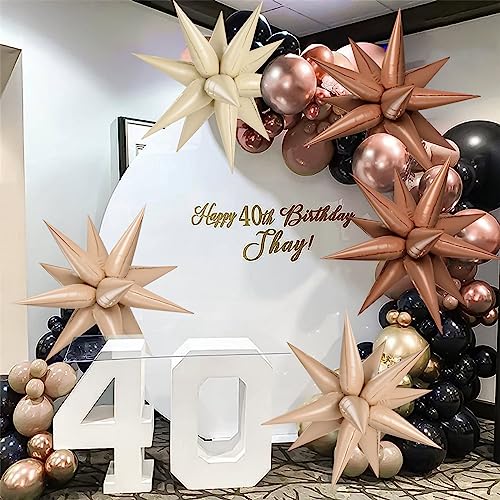 72 PCS Brown Cream Caramel Star Balloons, Big 26 Inch Foil Beige Neutral Tan Spike Balloons Explosion Cone Balloon for Birthday Baby Shower Boho Wedding Party Decorations - color: Caramel, Chocolate, 26 Inch