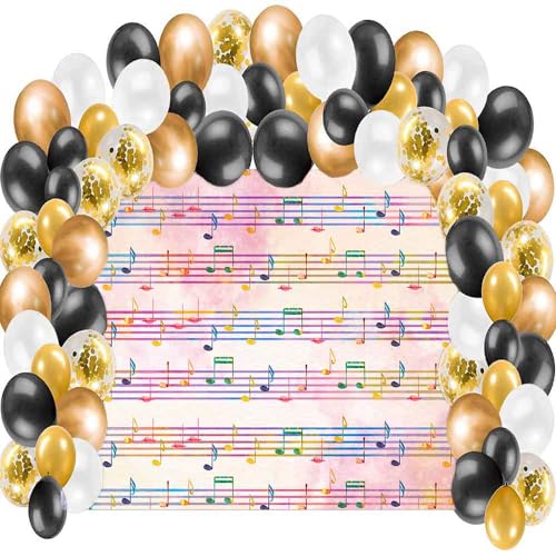 9x6FT Pink Theme Music Notes Backdrop Colourful Music Notation Photography Background for Newborn Girl Baby Shower 1st Birthday Senior Pictures Party Decorations Photo Booth Props Supplies - size: 9x6ft