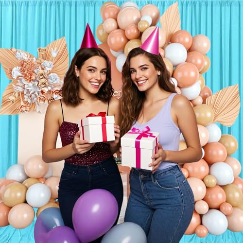 10ft x 10ft Sky Blue Backdrop Curtains for Parties, Fabric Satin Background Curtain with Rod Pockets for Weddings, Birthday, Baby Shower, Photography, Graduation Party Backdrop Drapes, 2 Panels - color: Sky Blue