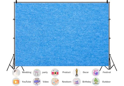 17X10ft Fabric Solid Bright Blue Heather Knit Texture Backdrop Clean Cerulean Background Summer Sky Theme Baby Shower Party Decorations Newborn Portrait Photo Studio Props - size: 17X10ft