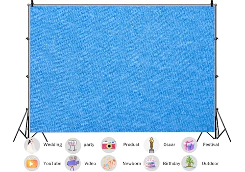 Solid Bright Blue Heather Knit Texture Backdrop Clean Cerulean Background Summer Sky Theme Baby Shower Party Decorations Newborn Portrait Photo Studio Props 5X3ft Fabric - size: 5X3ft