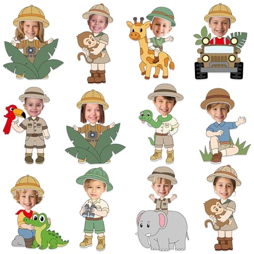 60pcs Jungle Safari Theme DIY Cutouts Jungle Animals Bulletin Board Decoration Set Forest Adventure Paper Cut-Outs Classroom Decor for Boy Girl DIY Photo Craft Kindergarten School Wall Door Supplies - style: Jungle Safari Animals