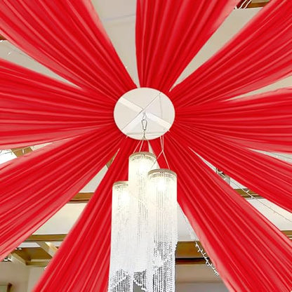 DUOBAO Chiffon Ceiling Drapes 20ft Red Wedding Backdrops Sheer Backdrop Curtains for Reception Wedding Ceremony Dark Red Sheer Arch Drapes Fabric Event Party Supplies 6 Panels 5×20ft - color: Red, size: 60"W x 240"L (Pack of 6)