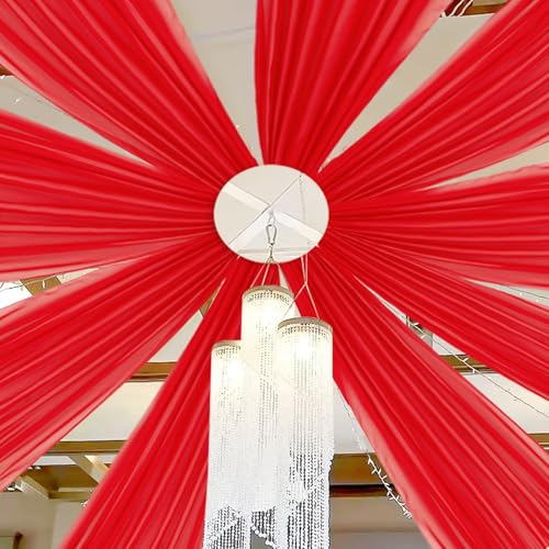 DUOBAO Chiffon Ceiling Drapes 20ft Red Wedding Backdrops Sheer Backdrop Curtains for Reception Wedding Ceremony Dark Red Sheer Arch Drapes Fabric Event Party Supplies 6 Panels 5×20ft - color: Red, size: 60"W x 240"L (Pack of 6)