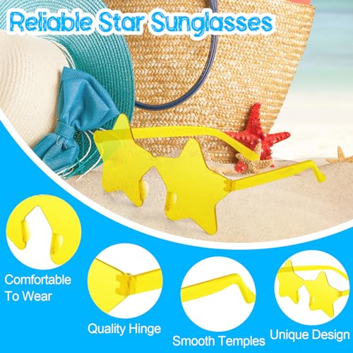 PLULON 30 Pairs Star Sunglasses Rimless Star Shape Sunglasses, Glasses Bulk Bachelorette Party Favors for Birthday Beach Kids Adult - color: Light Yellow