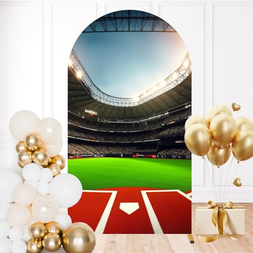 7.2FT Wedding Arch Backdrop Cover Baseball Stadium Ballpark Auditorium Light Photography Themed Party Spandex Fitted Round Top Backdrop Stand Cover for Ceremony Banquet Birthday Party Decoration - color: Color8, size: 7.2FT x 4FT