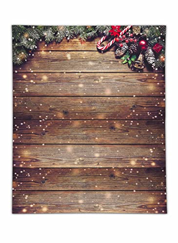 Allenjoy 8x10ft Snowflake Gold Glitter Christmas Wood Wall Photography Backdrop Xmas Rustic Barn Wooden Floor Background for Children Portrait Photo Studio Booth Photobooth Photographer Prop - size: 8'x10'