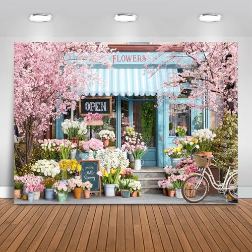 Mocsicka Spring Flowers Backdrop Pink Floral Flower Shops Party Wall Picture Decorations Vintage Photography Background Party Supplies Photo Studio Props (Pink, 8x6ft(96"x72")) - size: 8x6ft(96"x72")