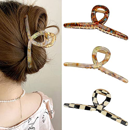 Big Butterfly Hair Claw Clips - Acetate & Metal 4.7" Large Hair Accessories for Women & Girls - 3 Pcs - color: AcetateHairClip2