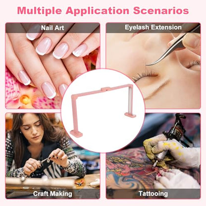 34in Half Moon Light for Nail Desk, Foldable LED Lamp for Nail Art, Tattooing, Craft Making, Stepless Dimming, 3000-6000K Color Temperature Adjustment, 456 Light Beads, Pink - color: Pink