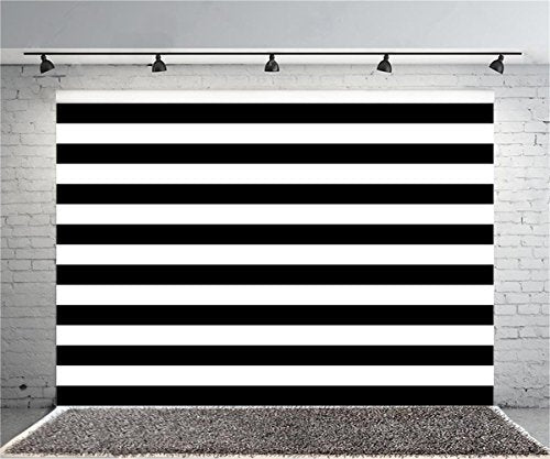 AOFOTO 5x3ft Black and White Striped Pattern Wallpaper Photography Backdrop Streak Textured Background Birthday Party Decoration Photo Studio Props Baby Shower Banner Kid Newborn Back Drape Wallpaper - size: 5x3ft
