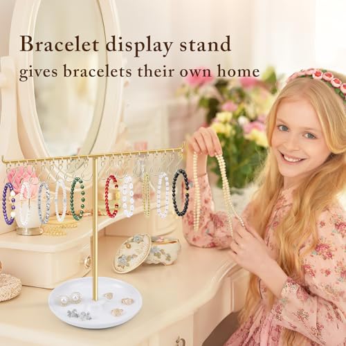 OAOLEER Bracelet Holder Display, Gold Jewelry Holder with 20 Movable Hooks Bracelet Stand Organizer, Jewelry Display Stand for Necklaces Bangles - size: 1 Tier