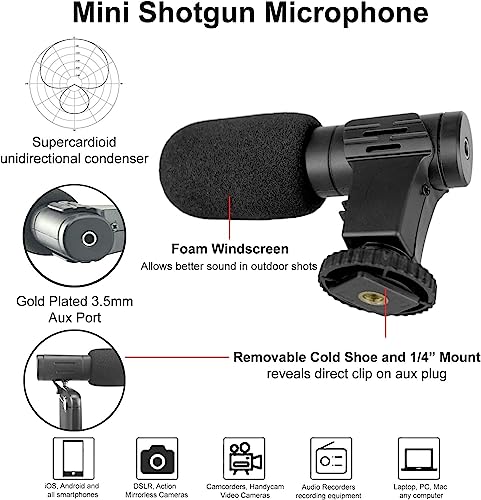 Phone Vlogging Kit with Microphone, LED Light & Tripod – Smartphone Video Recording Kit with Remote for YouTube, TikTok & Content Creators - size: 2) Beginner Kit