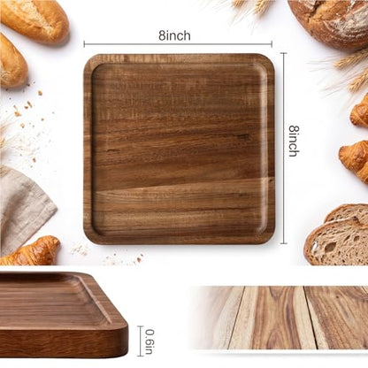 Wenqik 18 Pieces Acacia Wood Tray Set 8 x 8 Inch Acacia Oval Wood Tray Platters Plates Set for Fruit Cheese Dessert Appetizer Vegetable Charcuterie BBQ Party Weddings Supply - size: 8 x 8 Inch