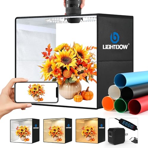 Lightdow 16"x16"x16" Photo Studio Light Box Photography with Type-C Plug/Cable & 180 LEDs(CRI>95), 6 Backdrops-Portable/Dimmable/Folding Shooting Tents for Toys/Jewelry/Watches/Cosmetics - size: 16"x16"x16"