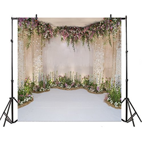 7x7ft Wedding Backdrop for Cradle Ceremony Background for Proposal Flowers Curtain Wedding Ceremony Banner Bridal Shower Background Mother's Day Floral Marriage Backdrop - size: 7x7ft