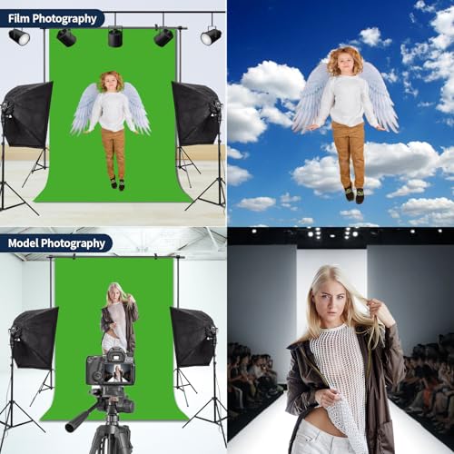 Green Screen Backdrop，Chromakey Virtual GreenScreen Background Sheet，Fabric Wrinkle Resistance Photo Background for Photo Studio Shooting Props，6x9FT - color: Green, size: 6x9ft