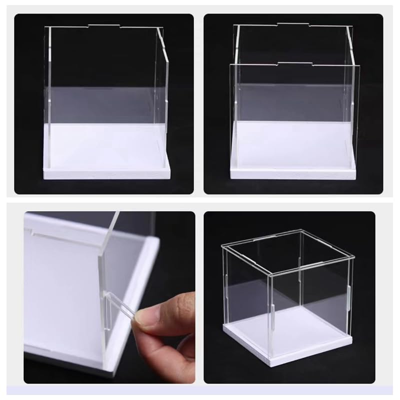 Clear Acrylic Display Case, Assemble Cube Display Box Stand with PVC Material White Base, Dustproof Protection Showcase for Collectibles Memorabilia Figurines (8*8*12inch;20*20*H30cm) - size: 8 x 8 x 12 in