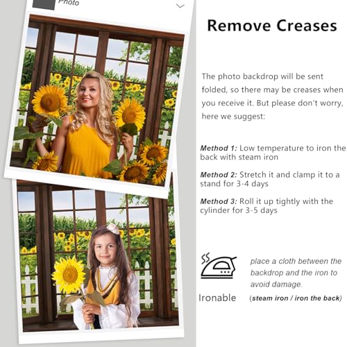 YongFoto 8x6ft Spring Window Scenery Backdrop Sunflowers Garden Rustic Fence Nature Landscape Photography Background Girl Woman Birthday Party Baby Shower Kids Adults Portrait Photo Studio Props - color: Green 4, size: 8x6ft